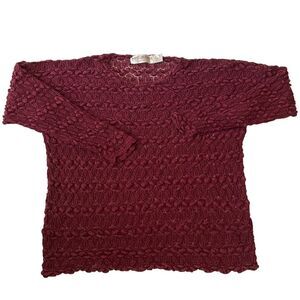 VINTAGE Lou Nardi New York Knitwear Top Burgundy Size Medium